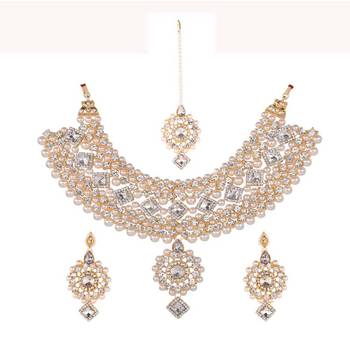 Steorra Jewels White Jewellery Necklace Choker Set for Women 2
