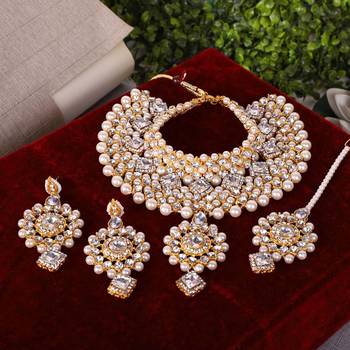 Steorra Jewels White Jewellery Necklace Choker Set for Women 3