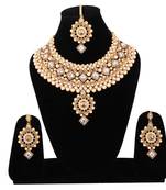 Steorra Jewels Golden & White Jewellery Necklace Choker Set for Women