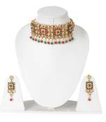 Steorra Jewels Multi Traditional Choker Jewellery Kundan Set with Earrings For Women