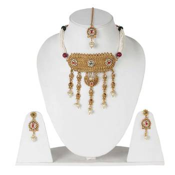 Steorra Jewels Golden Chokar Necklace Jewellery 1