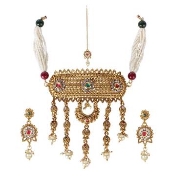 Steorra Jewels Golden Chokar Necklace Jewellery 2