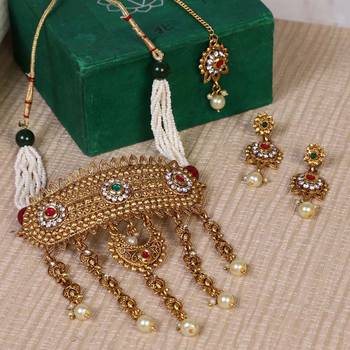 Steorra Jewels Golden Chokar Necklace Jewellery 3