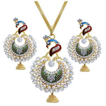 Steorra jewels Peacock Design Pendant Set with Earings 1