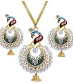 Steorra jewels Peacock Design Pendant Set with Earings