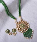 Steorra jewels Flawless Green Multistrand Kundan Pendant Necklace Set for Women