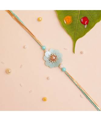 Gorgeous Sequin Flower Traditional Rakhi for Brother Blue 1