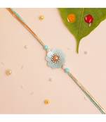 Gorgeous Sequin Flower Traditional Rakhi for Brother Blue