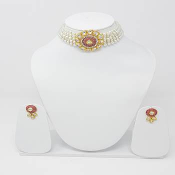 Steorra  jewels White Beads Multistring Red Choker Necklace for Women 1