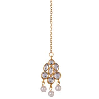 Steorra Jewels Traditional Partywear White Pearl Kundan Choker Necklace Set For Women And Girls 4