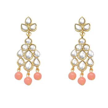 Steorra Jewels Traditional Peach Pearl Kundan Choker Necklace Set For Women And Girls 4
