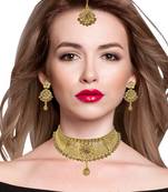 Steorra Jewes Traditional Indian Golden Choker Necklace set for girls and women