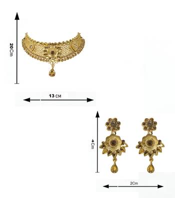 Steorra Jewes Traditional Indian Golden Choker Necklace set for girls and women 5