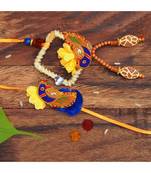 Traditional Handmade Festive Peacock  Rakhi & Lumba Tassel Rakhi For Brother & Bhabhi Blue,Yellow