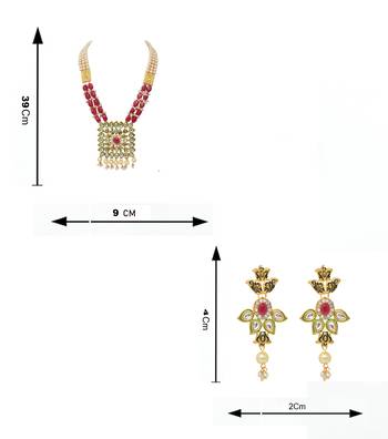 Steorra Jewels Traditional Indian Red beads heavy kundan pendant long necklace set for women and girls 5
