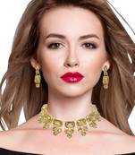 Steorra Jewels western wedding style golden kundan choker necklace set with matching earring for girls and women