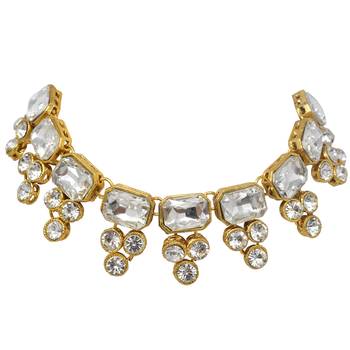 Steorra Jewels western wedding style white stone Kundan choker necklace set with earring for girls and women 3