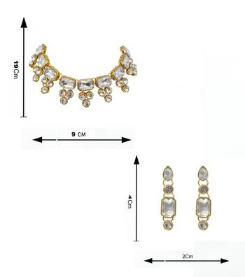 Steorra Jewels western wedding style white stone Kundan choker necklace set with earring for girls and women 5