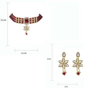 Steorra Jewels Partywear Bollywood Style Heavy Kundan Green Pearl Choker Necklace Set with earring for women 5