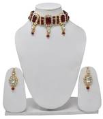 Steorra Jewels Wedding Style Heavy Kundan Red Pearl Choker Necklace Set For women And girls