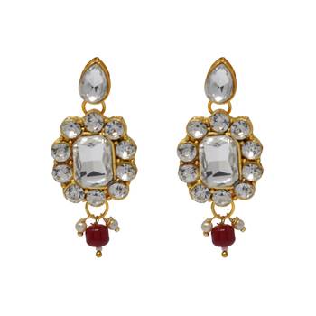 Steorra Jewels Wedding Style Heavy Kundan Red Pearl Choker Necklace Set For women And girls 5