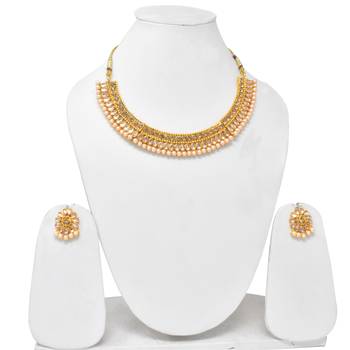 Steorra Jewels Traditional Bollywood Style Golden Choker Necklace Set with matching earring 2