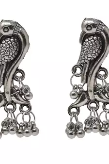 Afghani Silver Oxidized german Silver Antique Designer Choker Necklace with matching earring