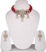 Steorra Jewels Red Beads Heavy Kundan Choker necklace set for women and girls