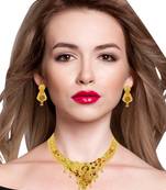 Steorra Jewels Traditional Golden Wedding Style Necklace set with matching earring for women and girls