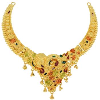 Steorra Jewels Traditional Golden Wedding Style Necklace set with matching earring for women and girls 3