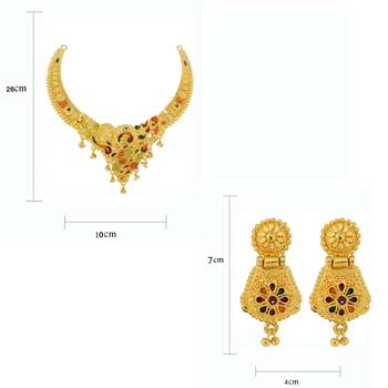 Steorra Jewels Traditional Golden Wedding Style Necklace set with matching earring for women and girls 5