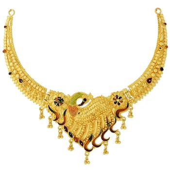 Steorra Jewels Traditional Partywear Original Work Premium Golden Choker Necklace Set 3