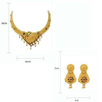 Steorra Jewels Traditional Partywear Original Work Premium Golden Choker Necklace Set 5