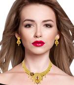 Steorra Jewels Traditional Partywear Original Work Premium Golden Choker Necklace Set