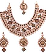 Traditional Indian Bollywood Style Heavy Kundan Multicolor Choker Necklace Set For Women And Girls