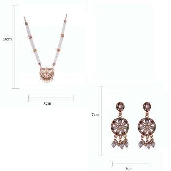 Traditional Indian Bollywood Style Kundan meenakari Golden Beads Pendant With White Pearl Long chain necklace Set 5