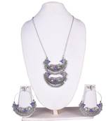 Traditional Indian Style Oxidized Chandbali Jhumka Peacock Ethnic Multicolor Necklace Set For Women And Girls