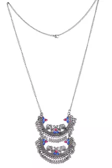 Traditional Indian Style Oxidized Chandbali Jhumka Peacock Ethnic Multicolor Necklace Set For Women And Girls