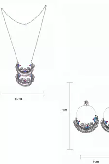 Traditional Indian Style Oxidized Chandbali Jhumka Peacock Ethnic Multicolor Necklace Set For Women And Girls