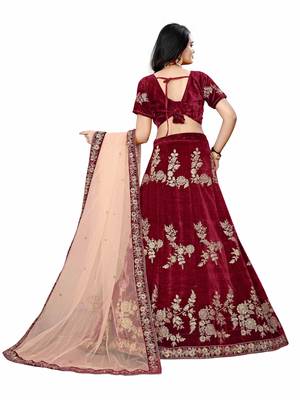 Latest heavy embroidered Semi-Stitched Silk And velvet Designer Lehenga Choli With Dupatta 2