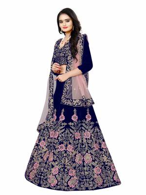 Latest heavy embroidered Semi-Stitched Silk And velvet Designer Lehenga Choli With Dupatta 3