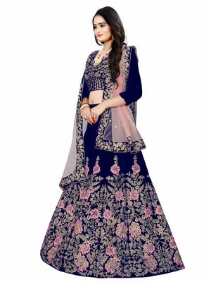 Latest heavy embroidered Semi-Stitched Silk And velvet Designer Lehenga Choli With Dupatta 4