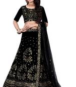 Latest heavy embroidered Semi-Stitched Silk And velvet Designer Lehenga Choli With Dupatta
