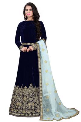 Latest heavy embroidered Semi-Stitched Silk And velvet Designer Lehenga Choli With Dupatta 1