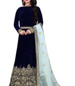 Latest heavy embroidered Semi-Stitched Silk And velvet Designer Lehenga Choli With Dupatta