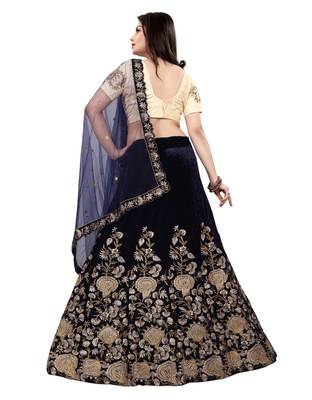 Latest heavy embroidered Semi-Stitched Silk And velvet Designer Lehenga Choli With Dupatta 2