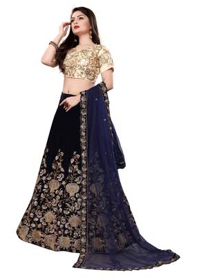 Latest heavy embroidered Semi-Stitched Silk And velvet Designer Lehenga Choli With Dupatta 3