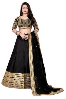 Latest heavy embroidered Semi-Stitched Silk And velvet Designer Lehenga Choli With Dupatta