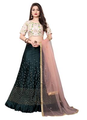 Latest heavy embroidered Semi-Stitched Silk And velvet Designer Lehenga Choli With Dupatta 1