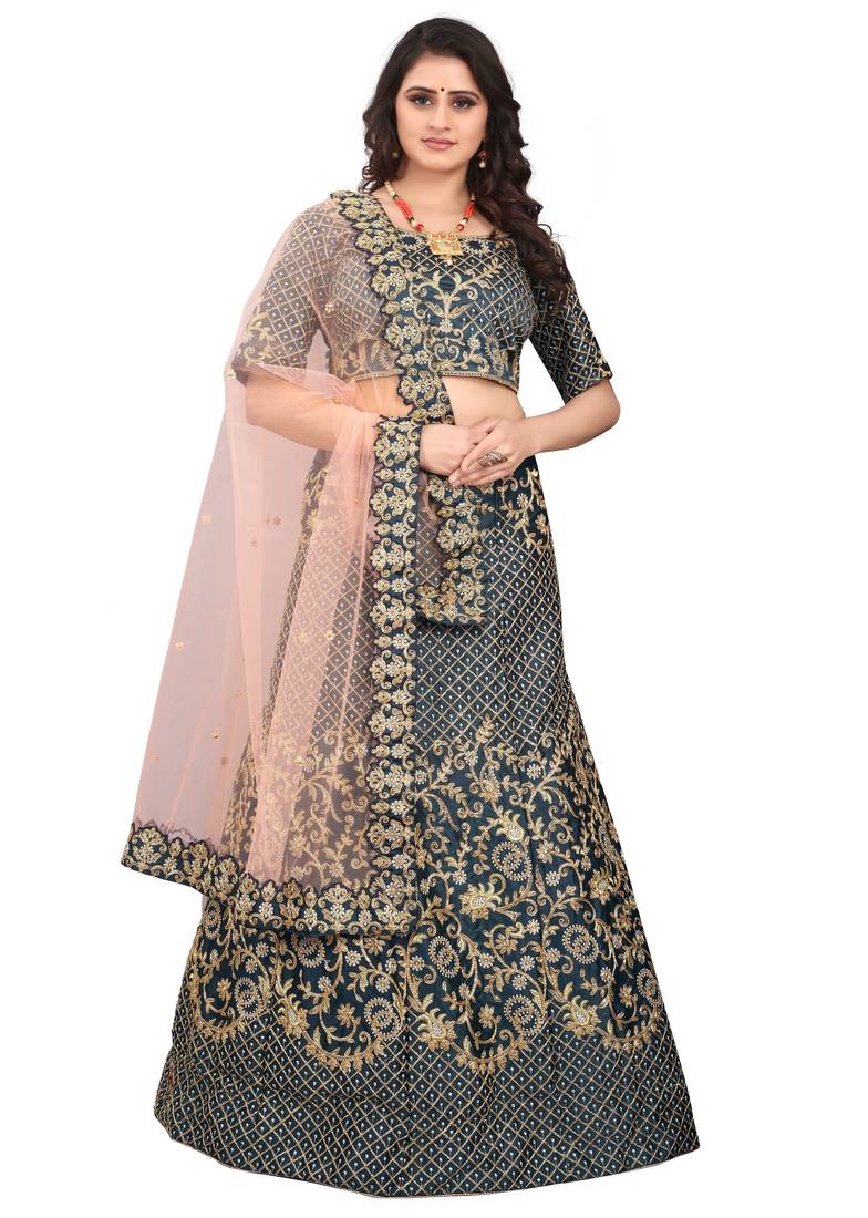 Latest heavy embroidered Semi-Stitched Silk And velvet Designer Lehenga Choli With Dupatta